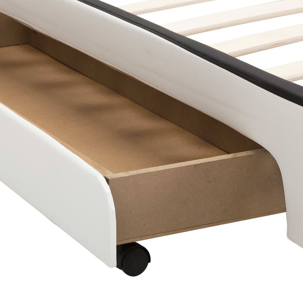 Cadre de lit avec tiroirs Blanc Similicuir 140 x 200 cm - XIOS