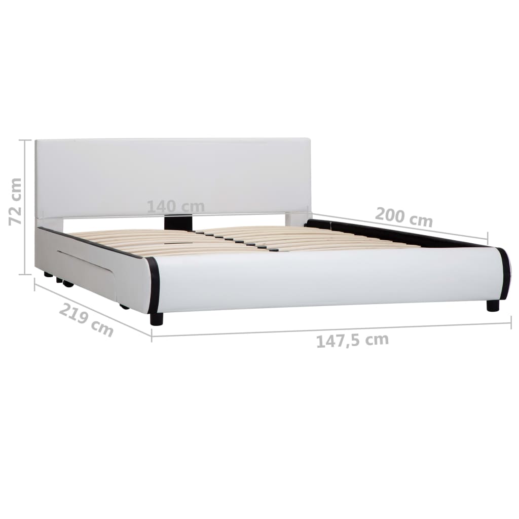 Cadre de lit avec tiroirs Blanc Similicuir 140 x 200 cm - XIOS