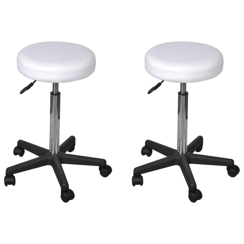 Tabourets de bureau lot de 2 Blanc 35,5x84 cm Similicuir - XIOS