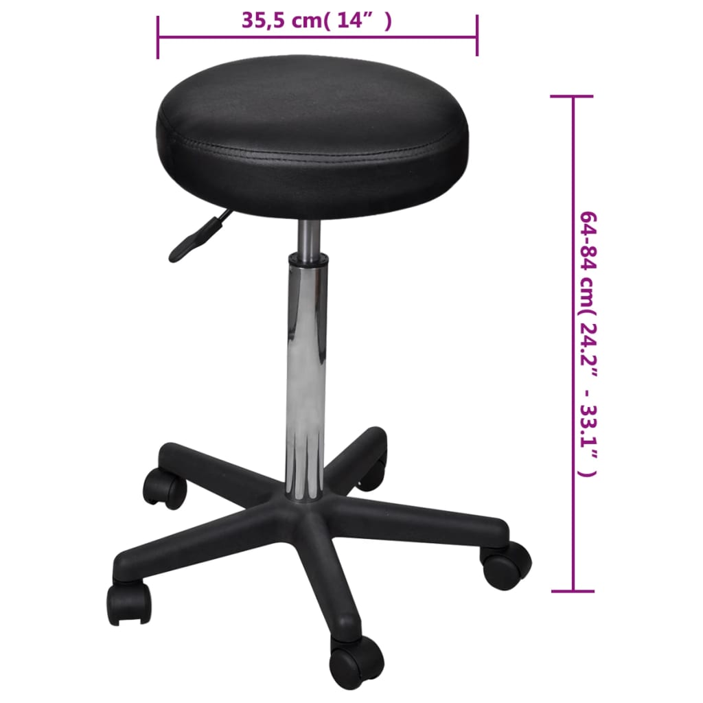 Tabourets de bureau lot de 2 Noir 35,5x84 cm Similicuir - XIOS