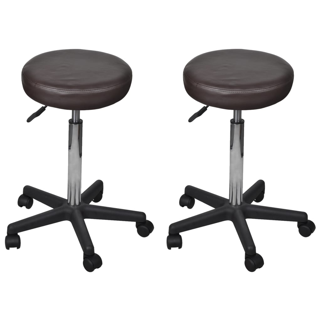 Tabourets de bureau lot de 2 Marron 35,5x84 cm Similicuir - XIOS