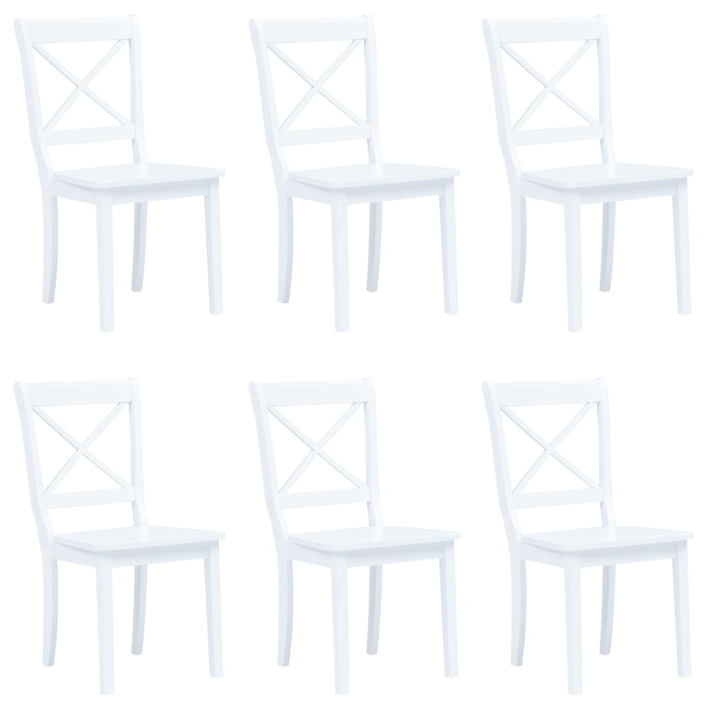 Chaises à manger lot de 6 blanc bois d'hévéa massif - XIOS