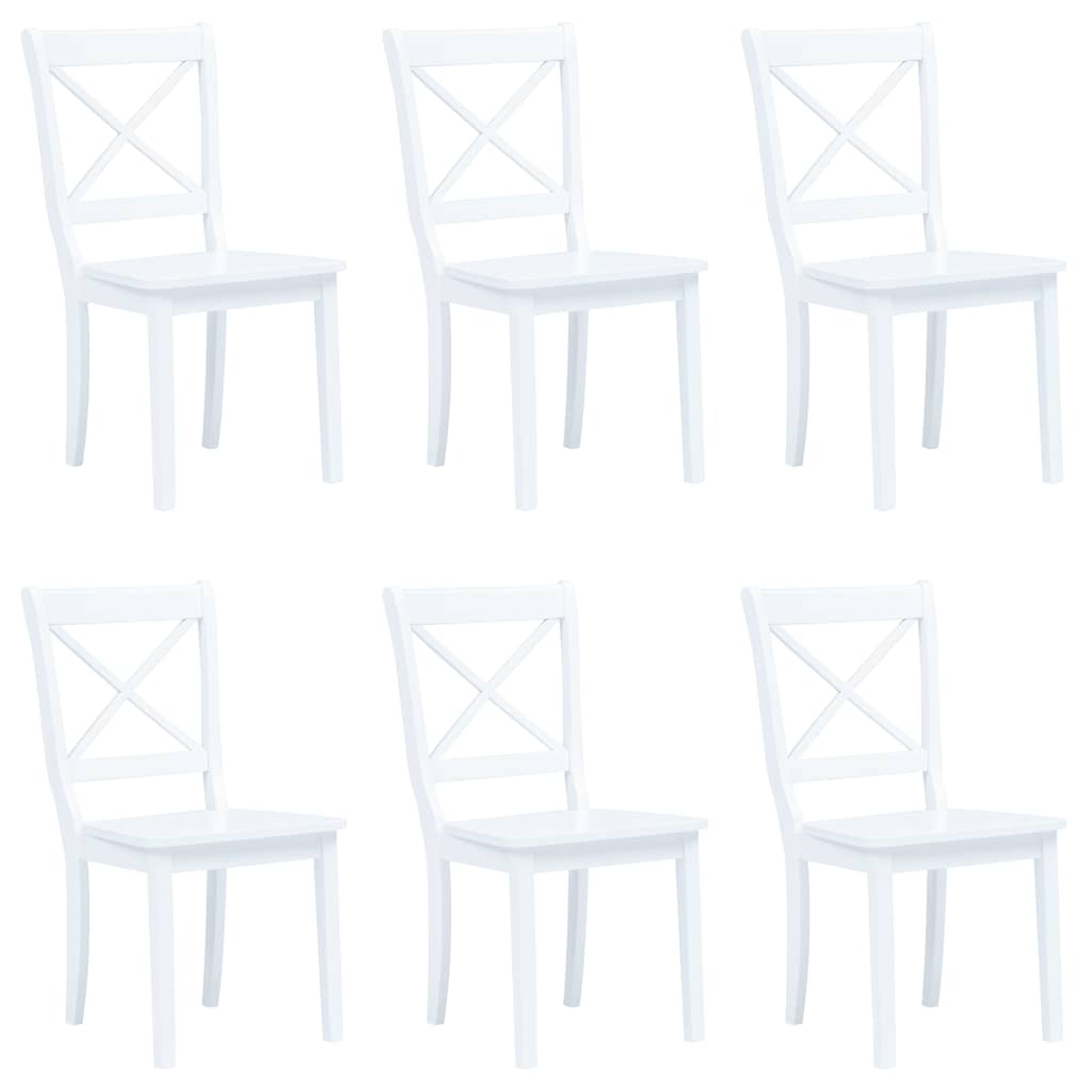 Chaises à manger lot de 6 blanc bois d'hévéa massif - XIOS