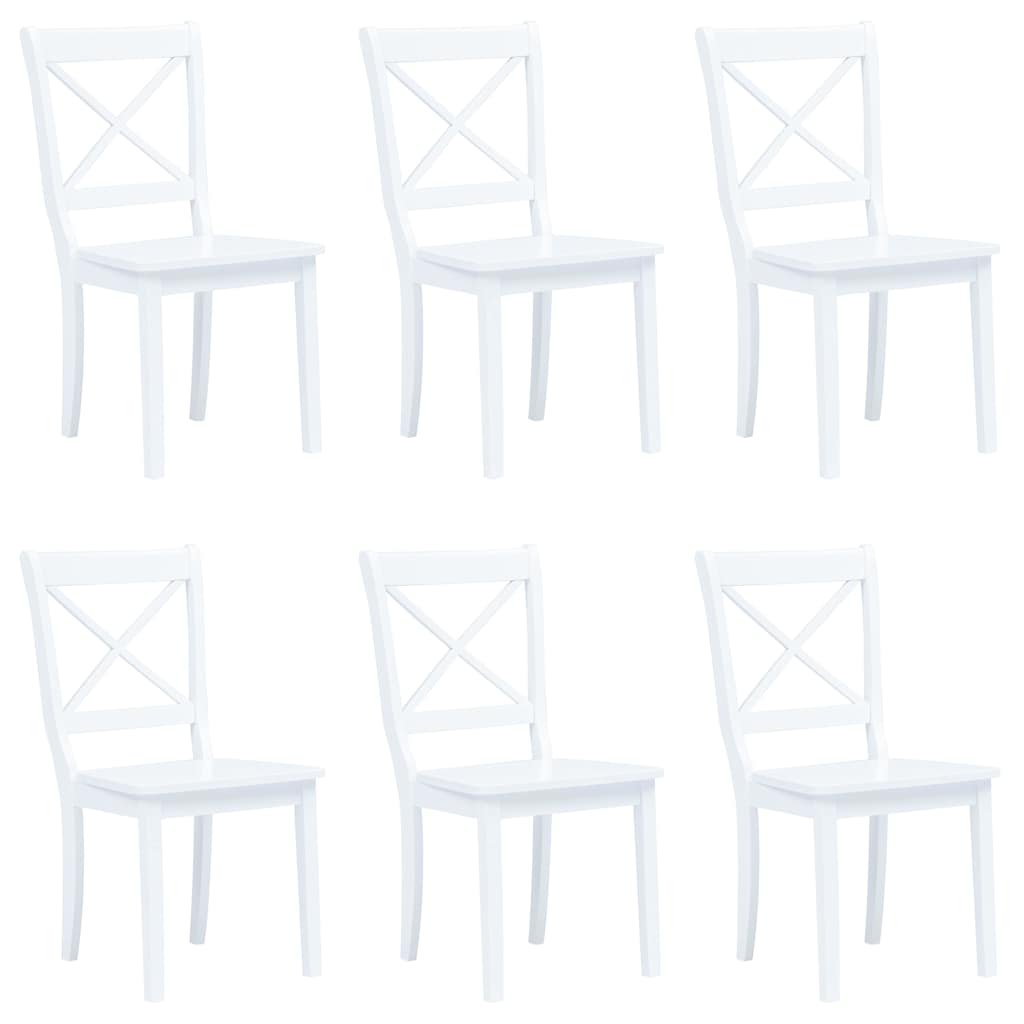 Chaises à manger lot de 6 blanc bois d'hévéa massif