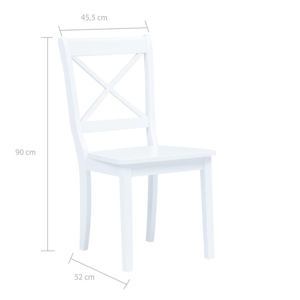 Chaises à manger lot de 6 blanc bois d'hévéa massif - XIOS