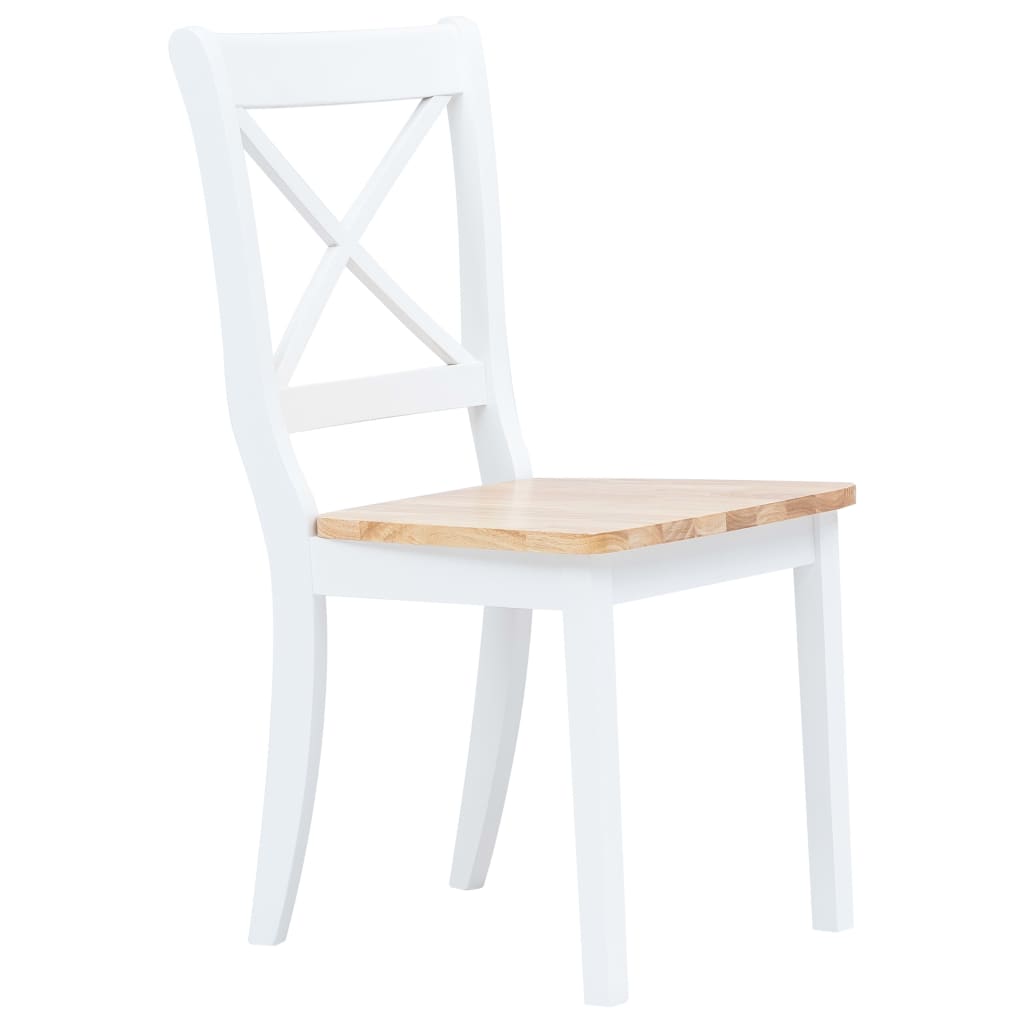 Chaises à manger lot de 6 blanc et bois clair bois hévéa massif - XIOS