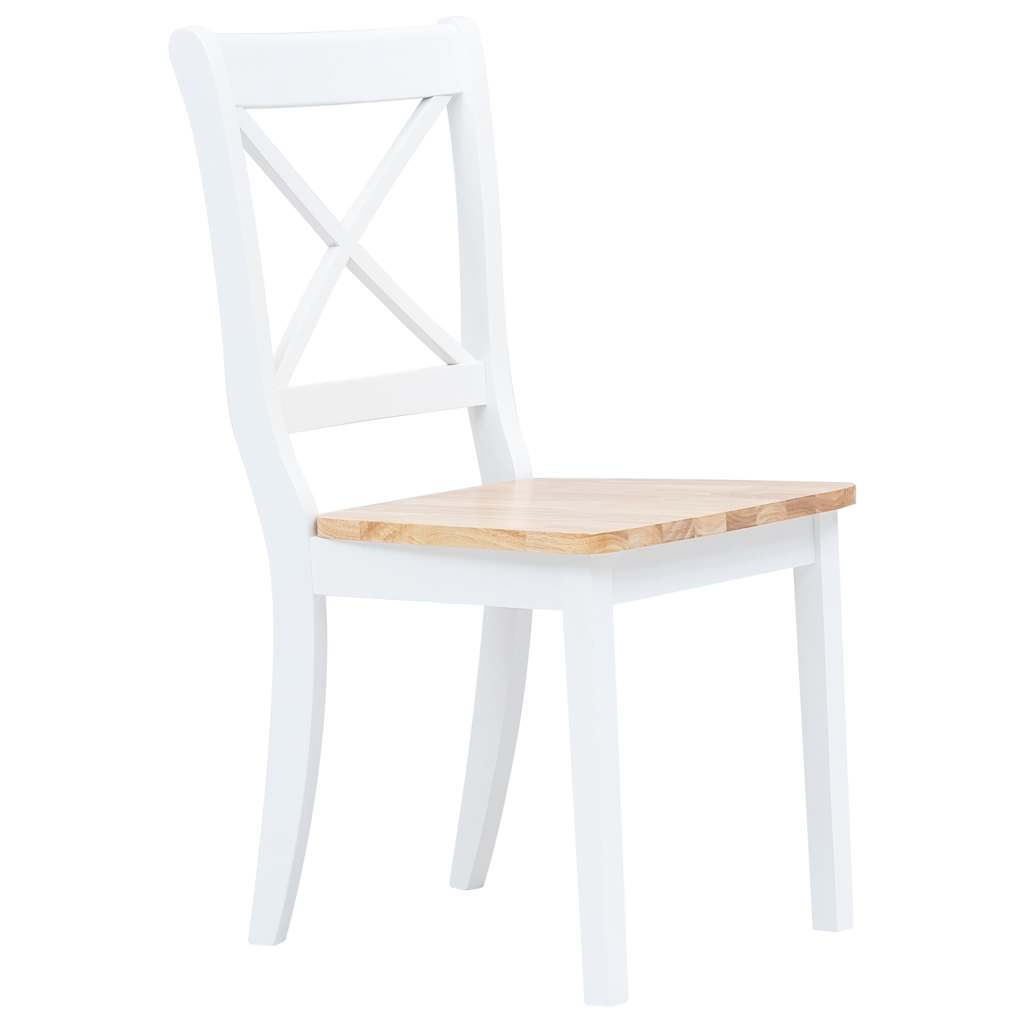Chaises à manger lot de 6 blanc et bois clair bois hévéa massif - XIOS