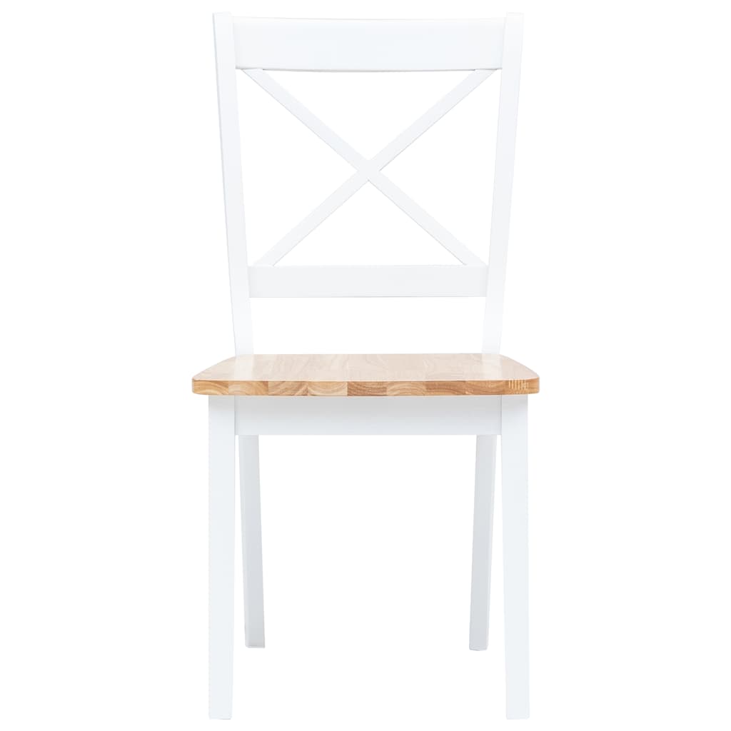 Chaises à manger lot de 6 blanc et bois clair bois hévéa massif