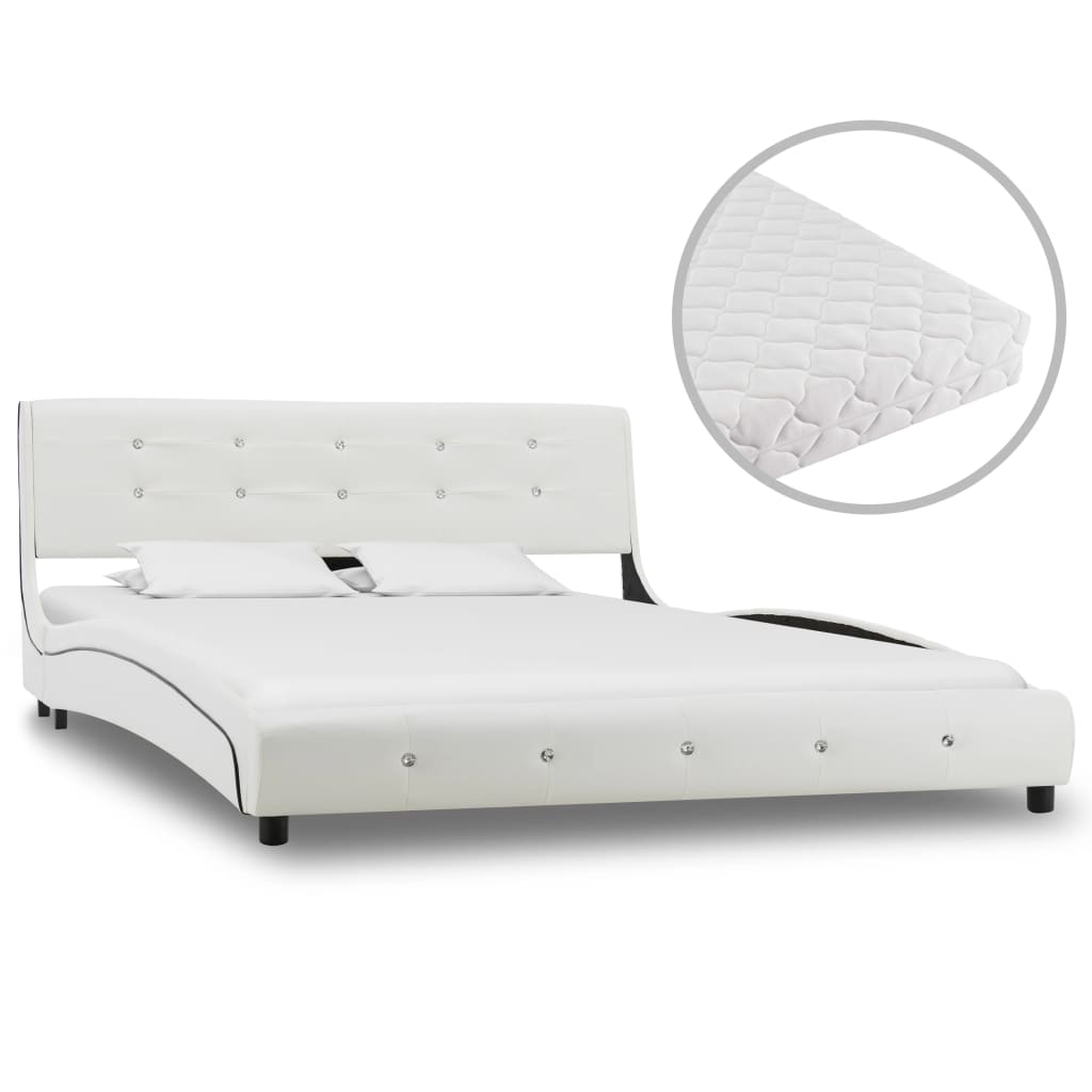 Lit avec matelas Blanc Similicuir 140x200 cm - XIOS