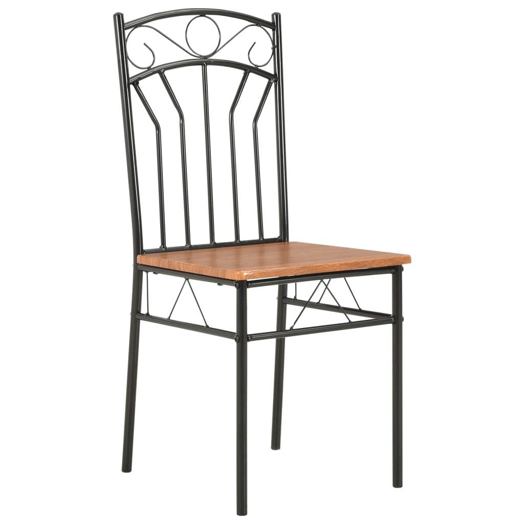 Ensemble de salle à manger 7 pcs MDF et acier Marron