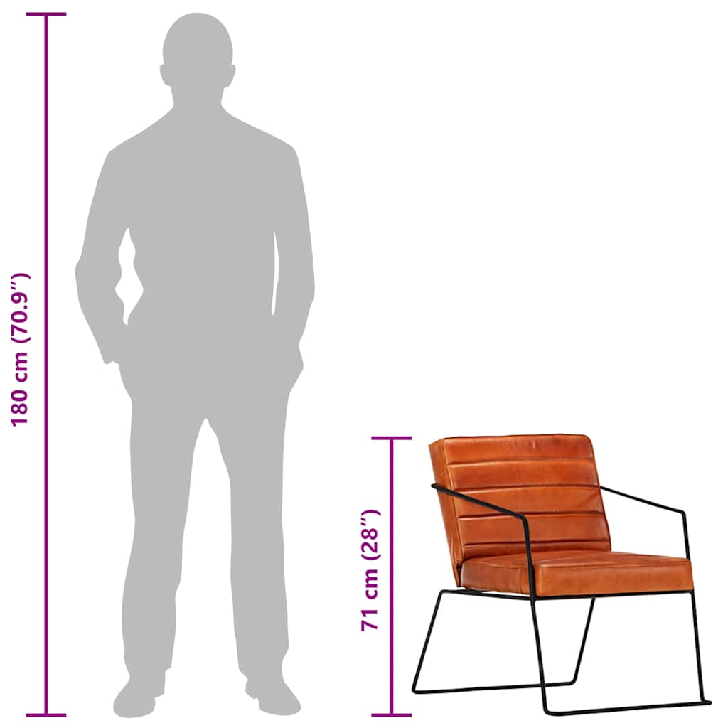 Fauteuil Brun roux Cuir véritable - XIOS