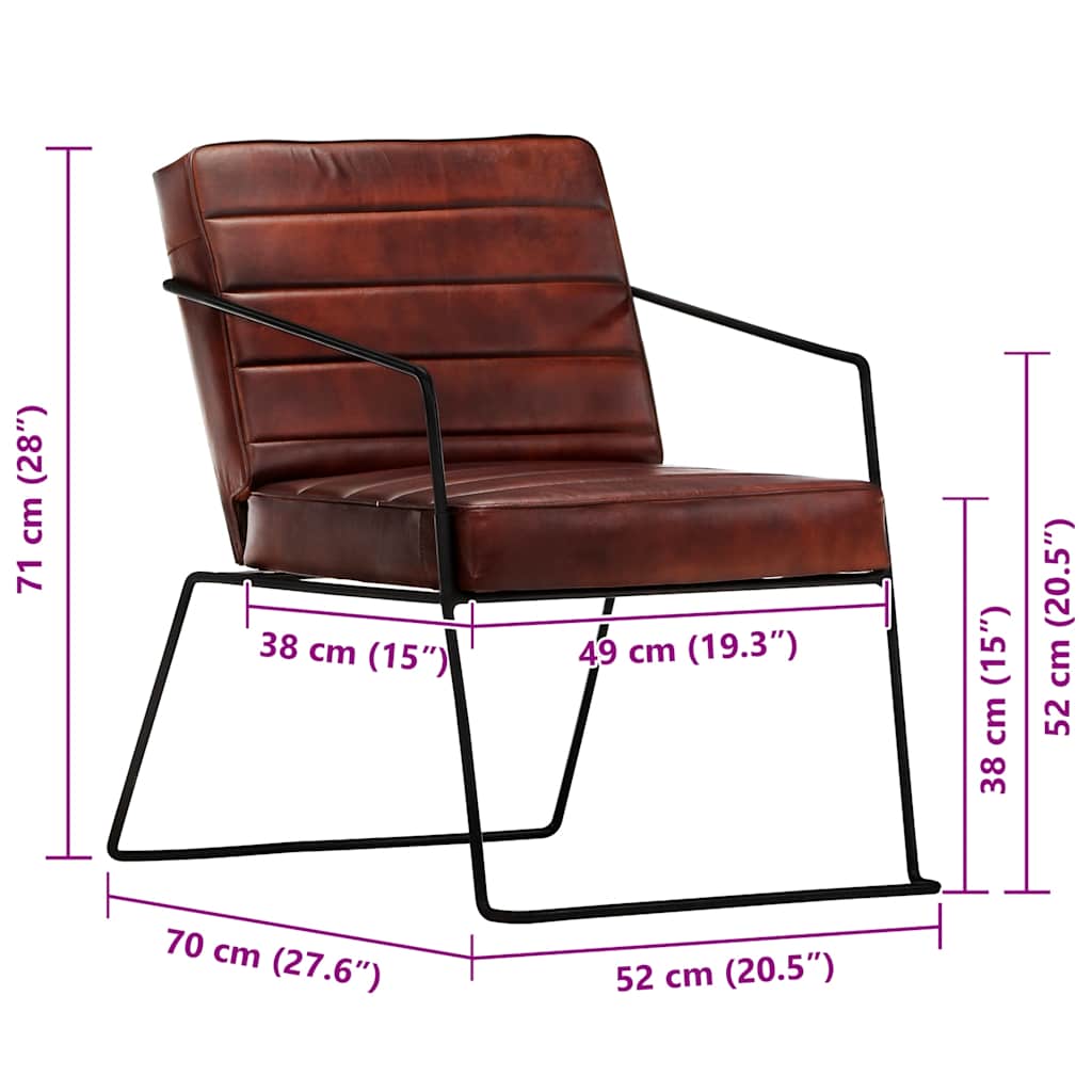 Fauteuil Marron foncé Cuir véritable - XIOS