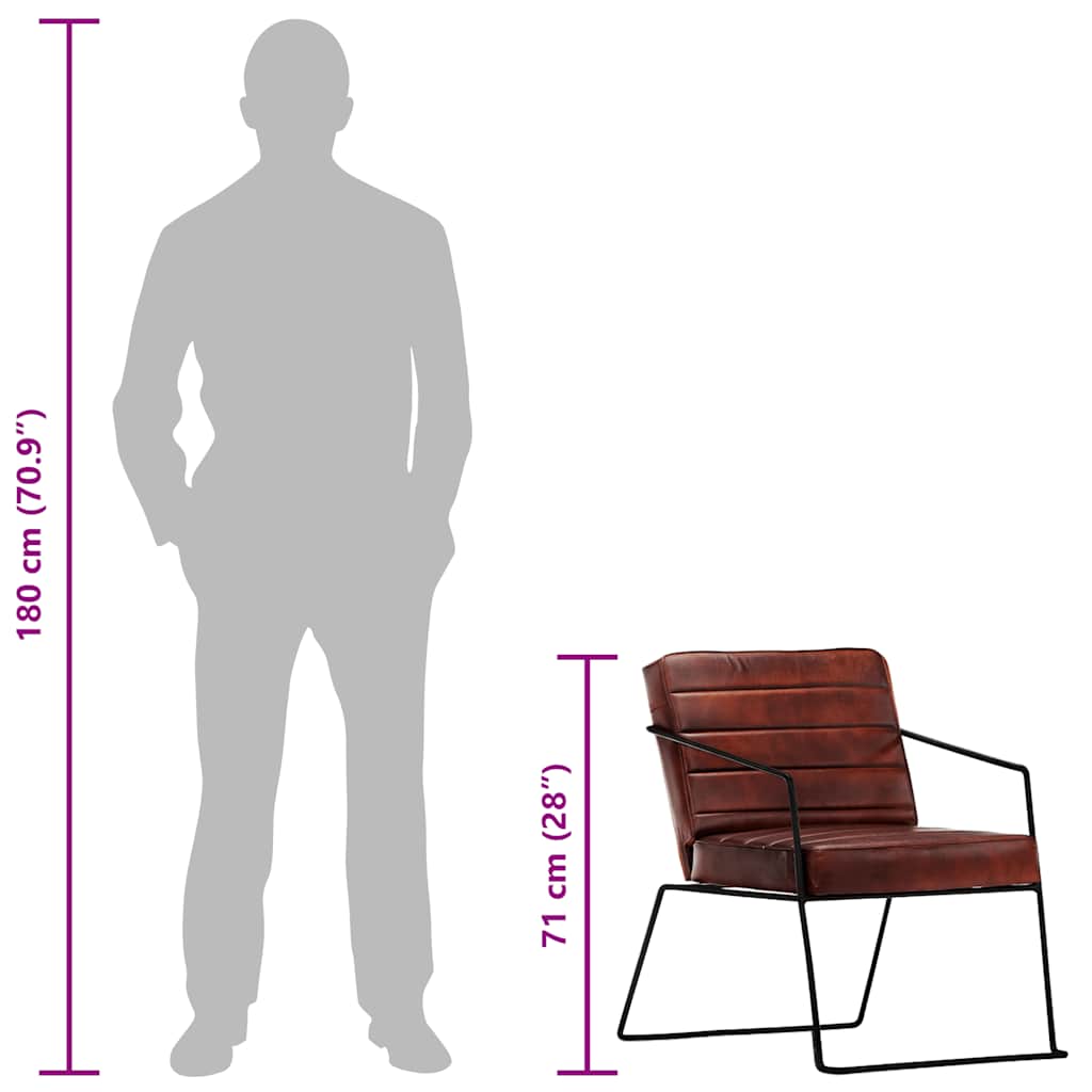 Fauteuil Marron foncé Cuir véritable - XIOS
