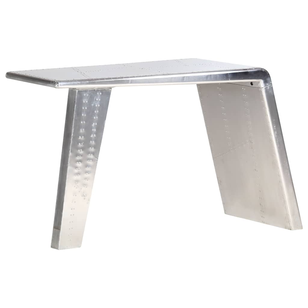 Bureau style avion Argenté 112x50x76 cm Métal