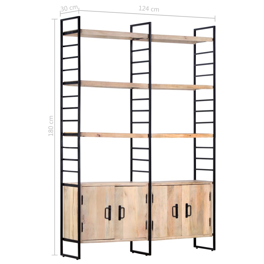 Bibliothèque à 4 niveaux 124x30x180 cm Bois de manguier massif - XIOS