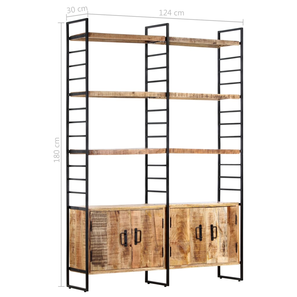 Bibliothèque à 4 niveaux 124x30x180 cm Bois de manguier brut - XIOS