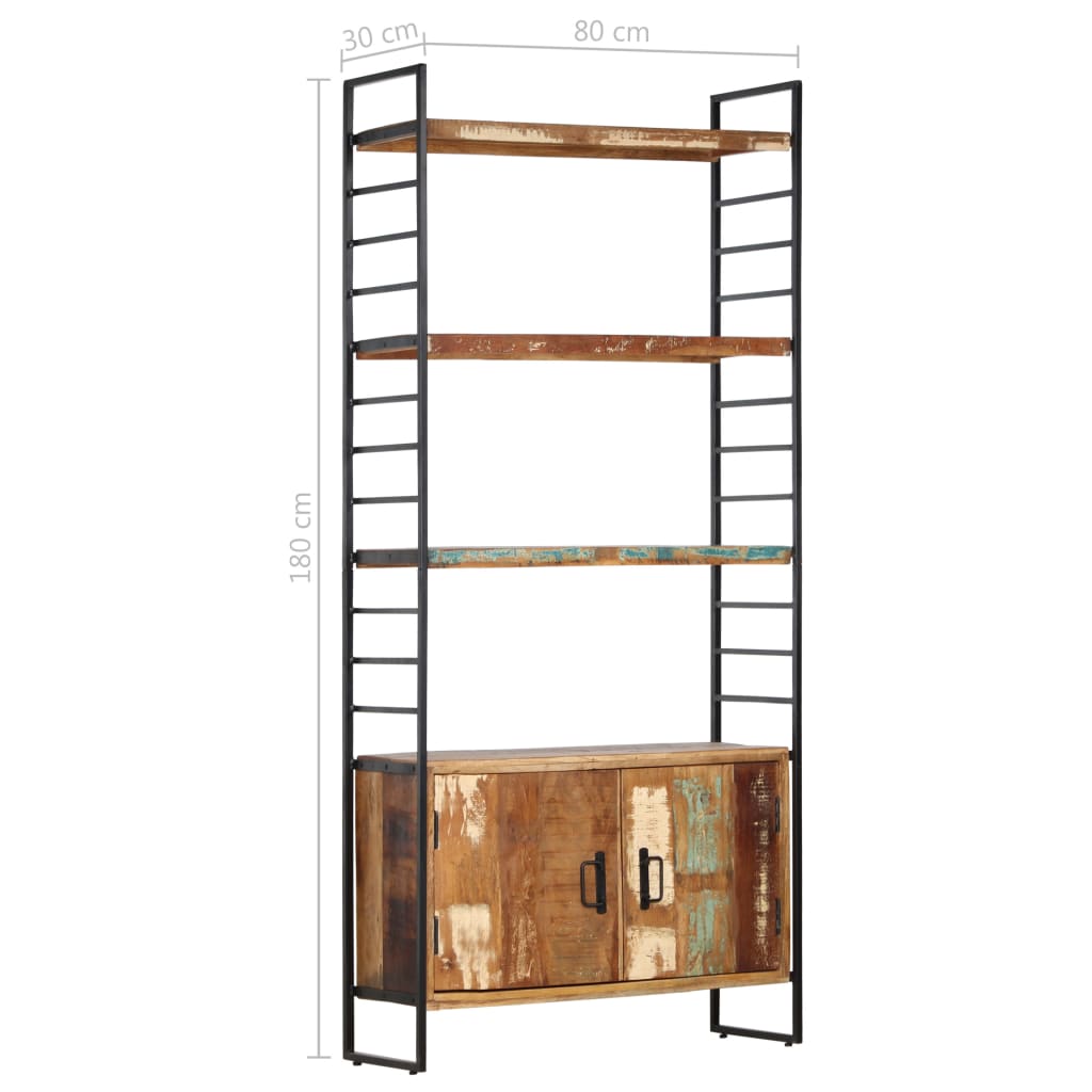 Bibliothèque 4 niveaux 80x30x180 cm Bois solide de récupération - XIOS