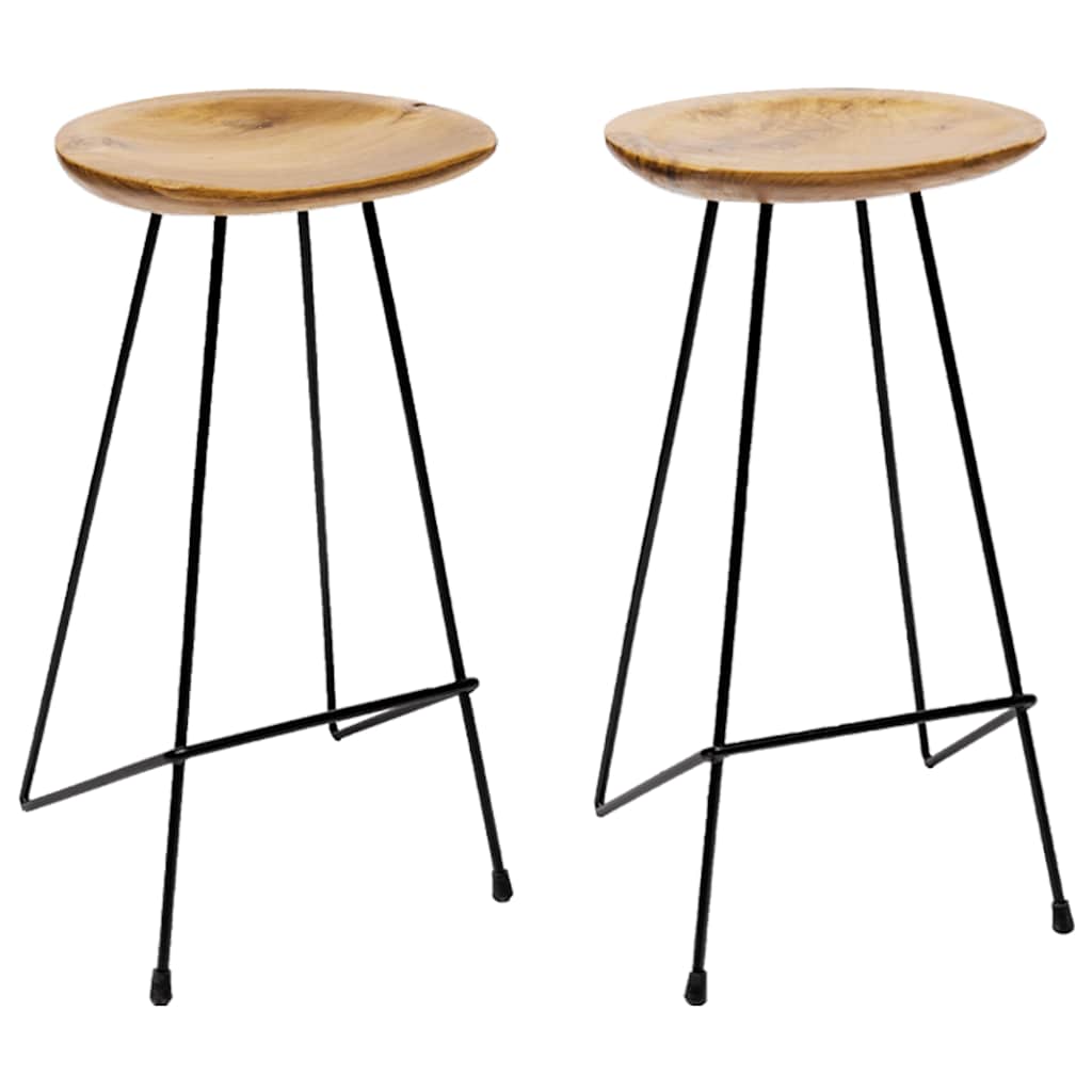 Tabourets de bar lot de 2 bois de teck massif - XIOS
