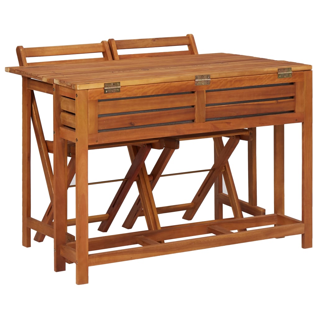 Table à jardinière et 2 chaises de bistro bois d'acacia massif - XIOS