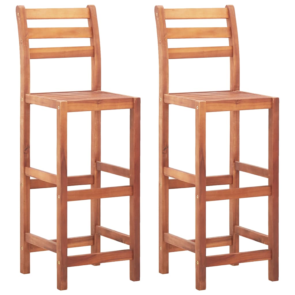 Chaises de bar lot de 2 bois d'acacia solide - XIOS