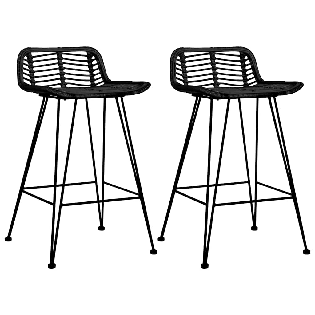 Chaises de bar lot de 2 noir Rotin - XIOS