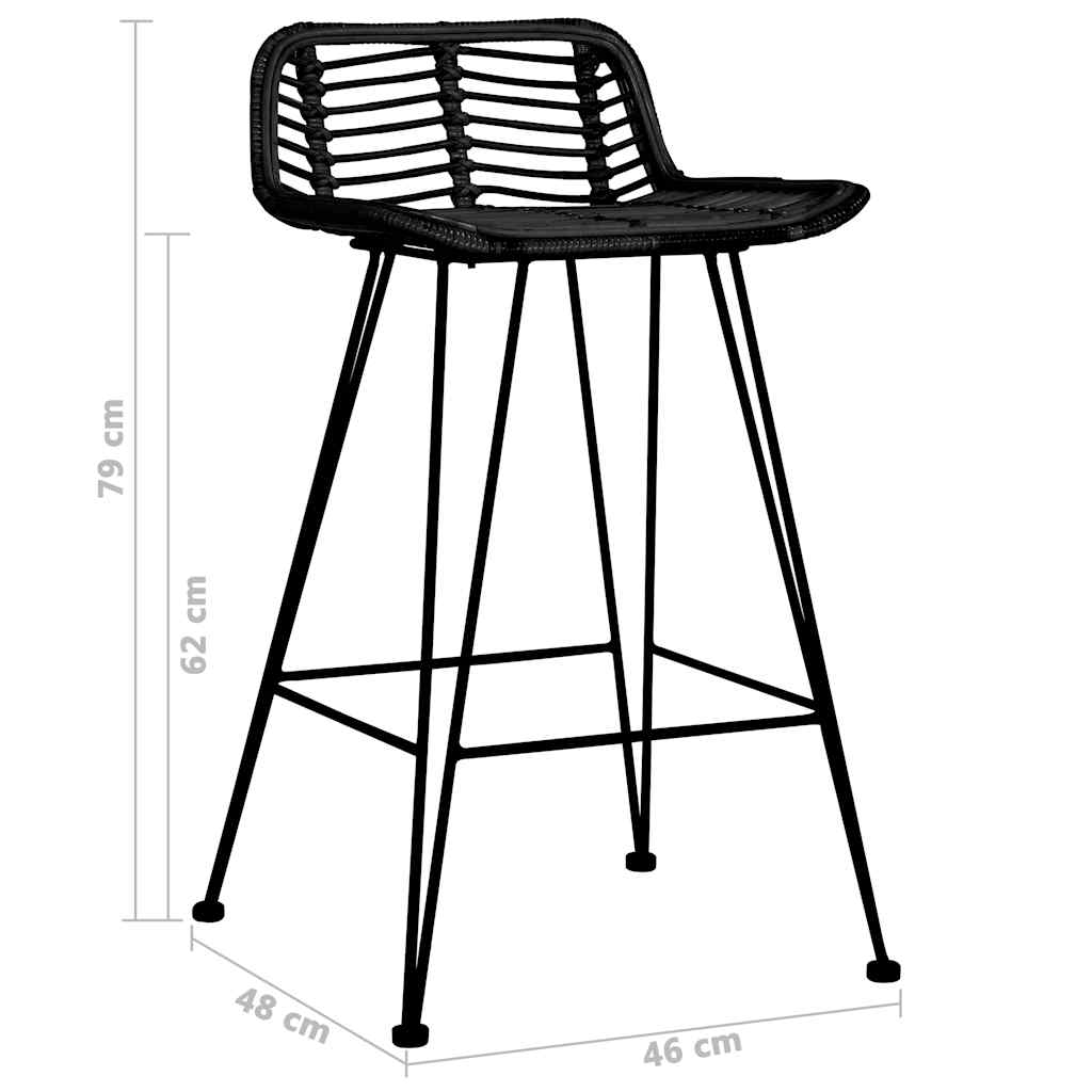 Chaises de bar lot de 2 noir Rotin - XIOS