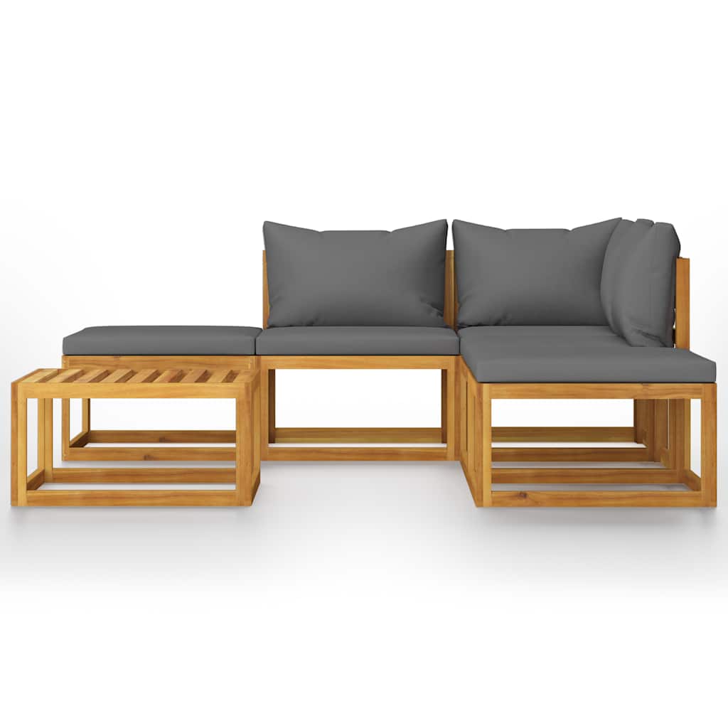 Salon de jardin 6 pcs avec coussins Bois d'acacia solide - XIOS