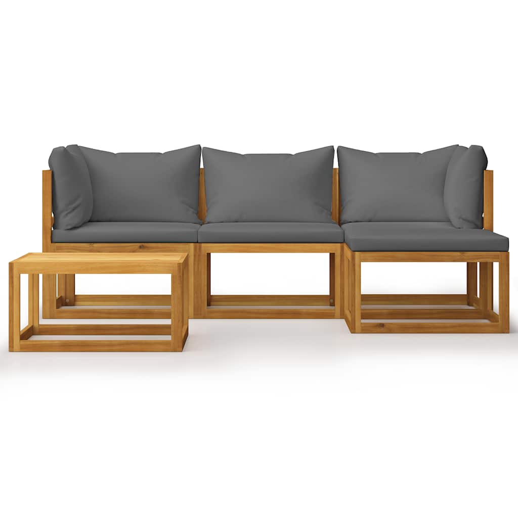 Salon de jardin 5 pcs avec coussins Bois d'acacia solide - XIOS