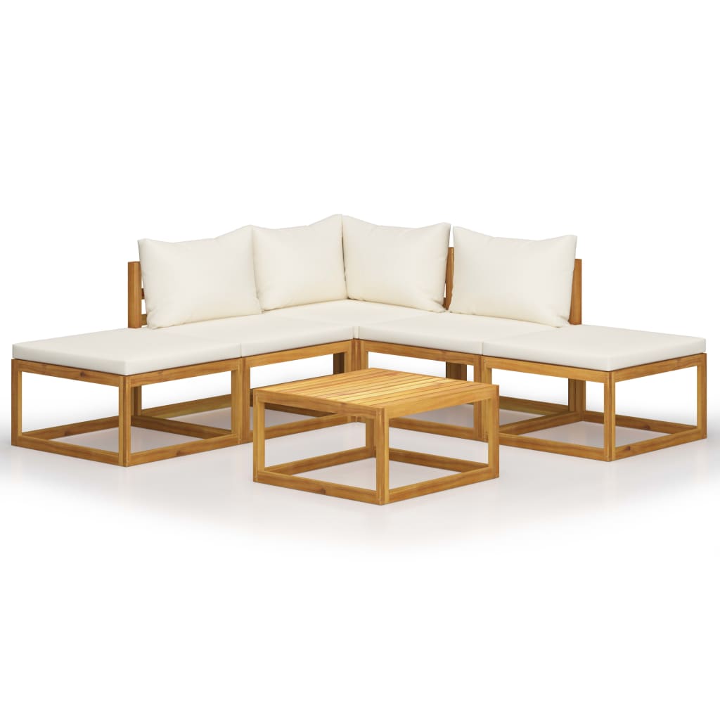 Salon de jardin 6 pcs avec coussins Bois d'acacia solide - XIOS