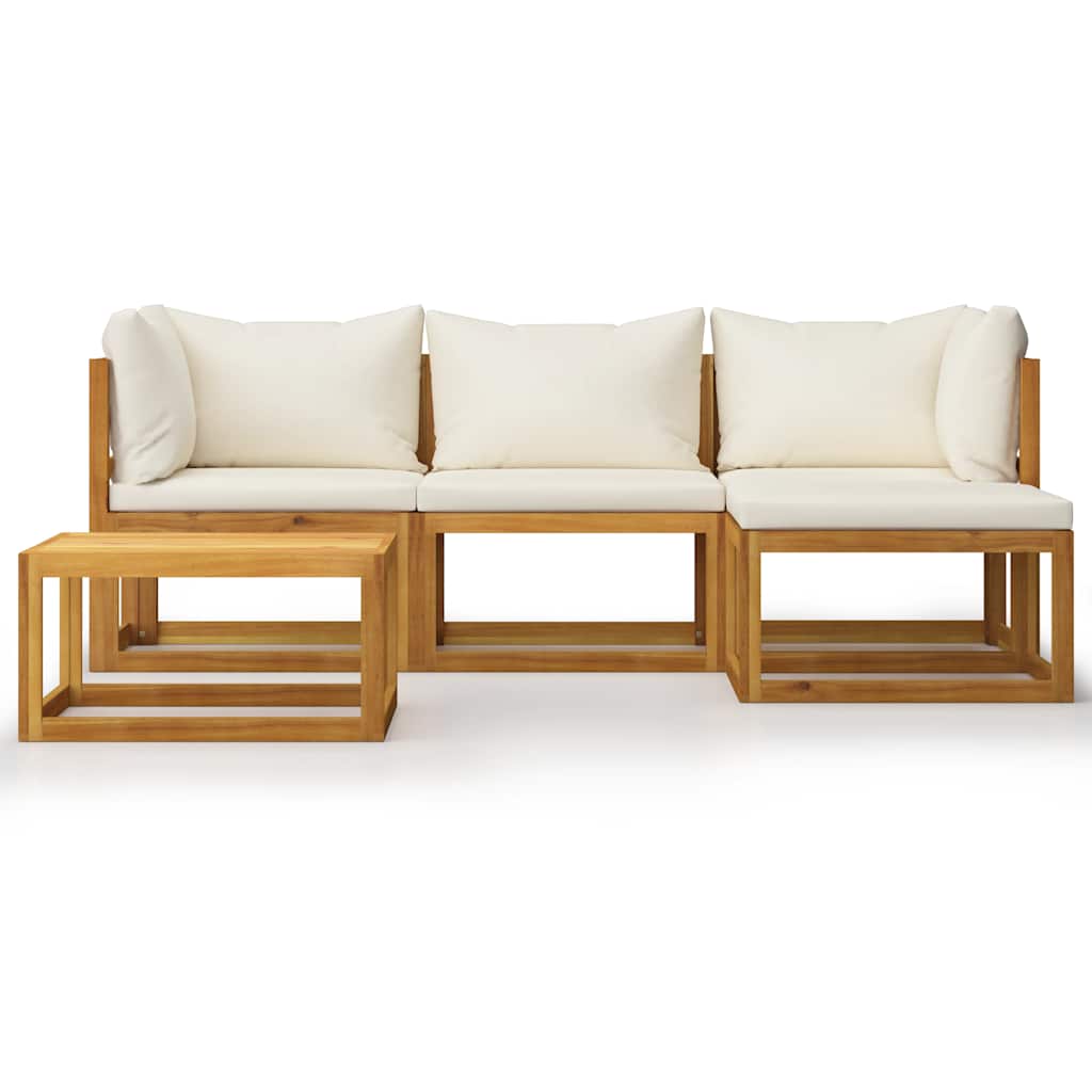 Salon de jardin 5 pcs avec coussins Bois d'acacia solide - XIOS