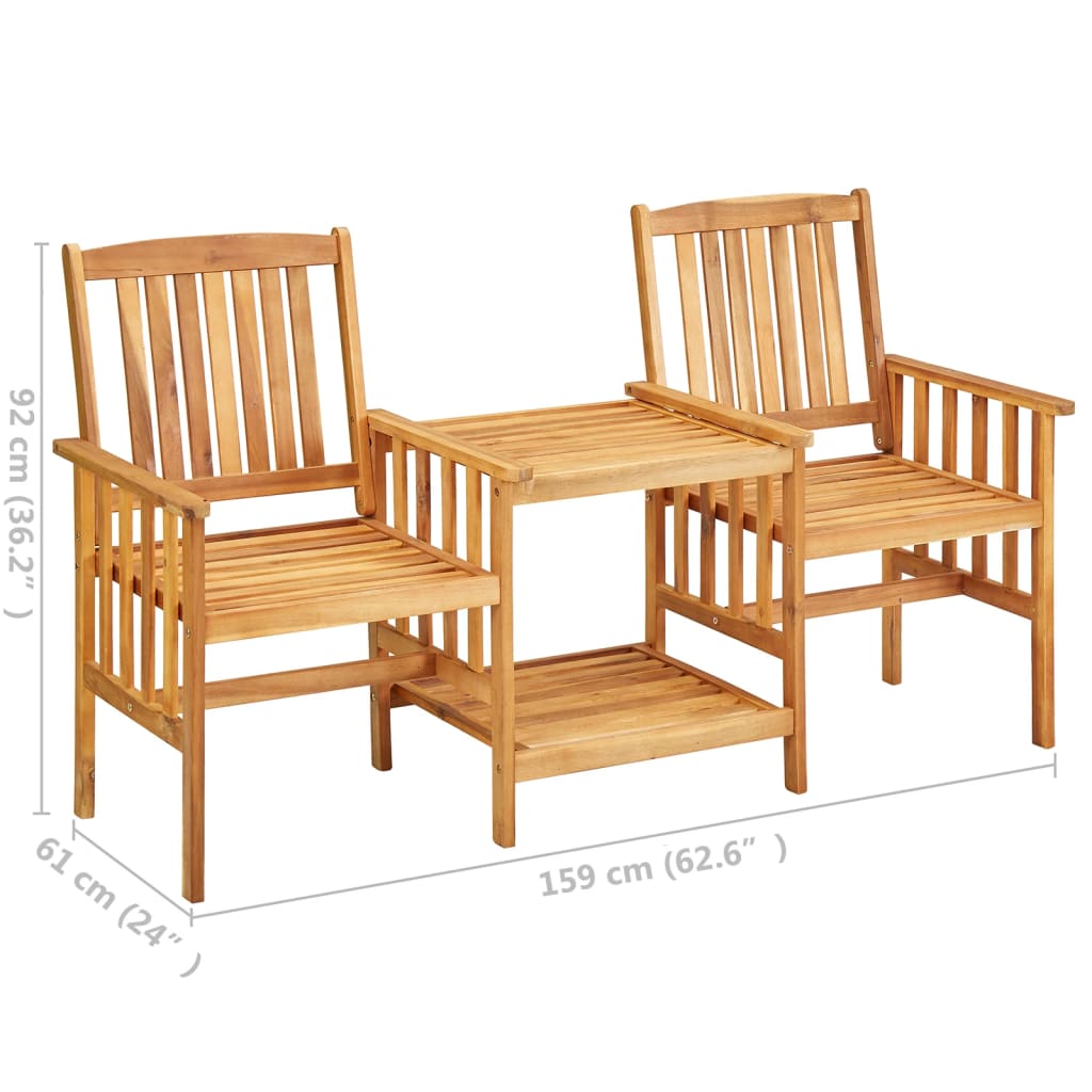 Chaises de jardin avec table à thé 159x61x92 cm Bois d'acacia - XIOS