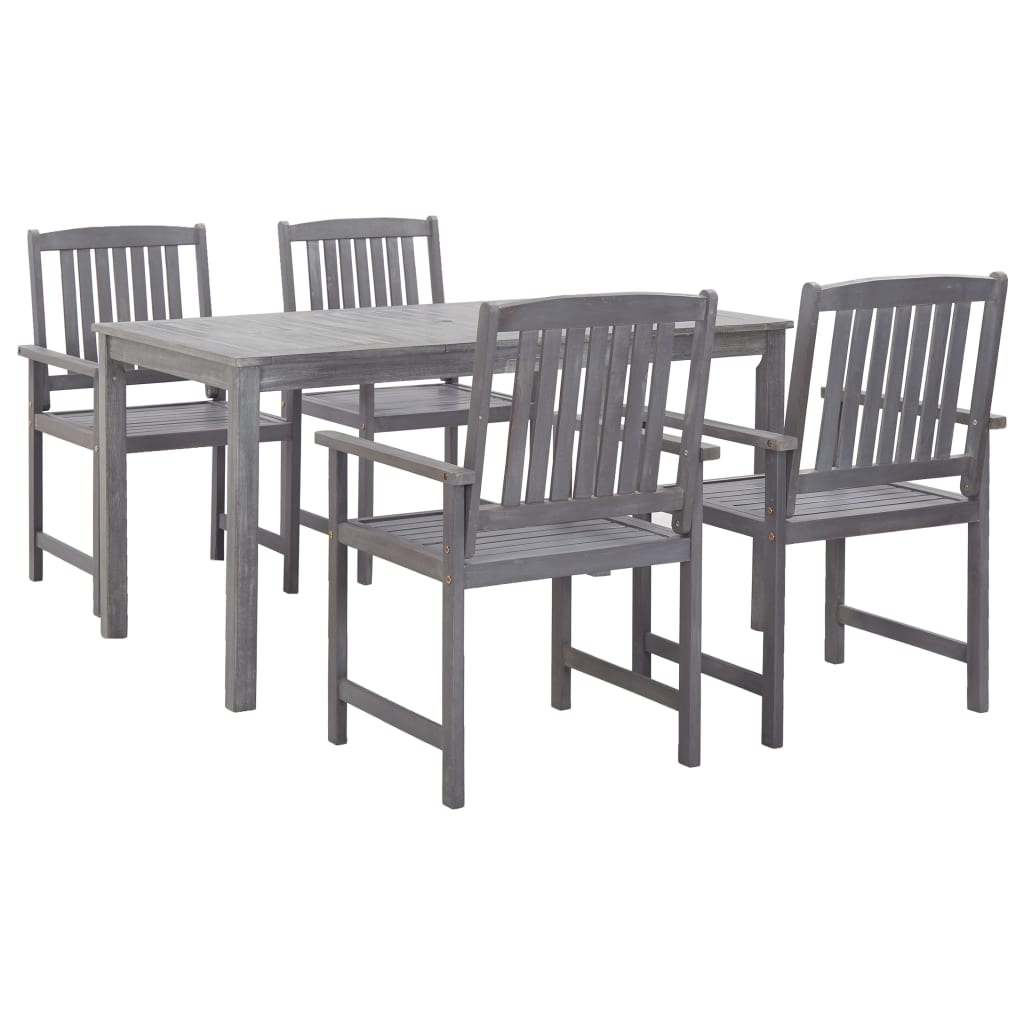 Ensemble à manger d'extérieur 5 pcs Gris Bois d'acacia solide - XIOS