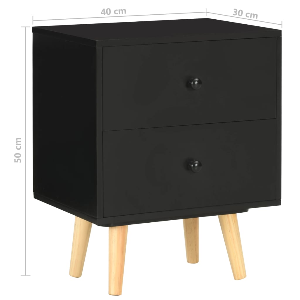 Tables de chevet 2 pcs Noir 40 x 30 x 50 cm Pin massif - XIOS