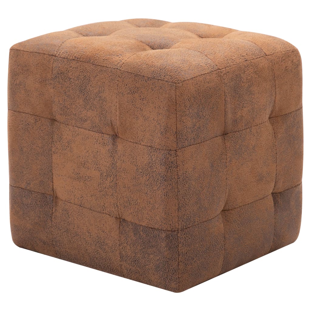 2 pcs Poufs Marron 30 x 30 x 30 cm Similicuir daim - XIOS