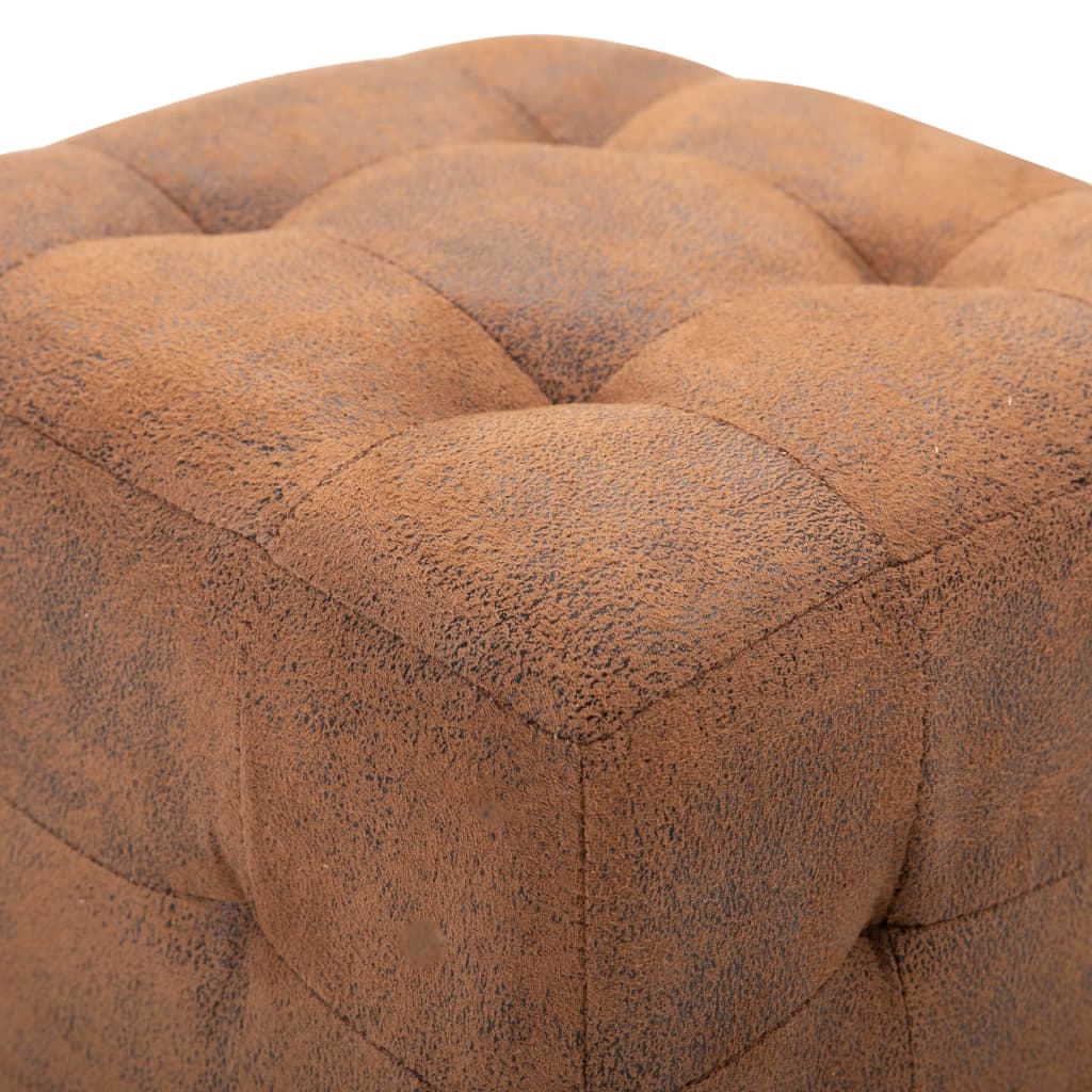 2 pcs Poufs Marron 30 x 30 x 30 cm Similicuir daim - XIOS