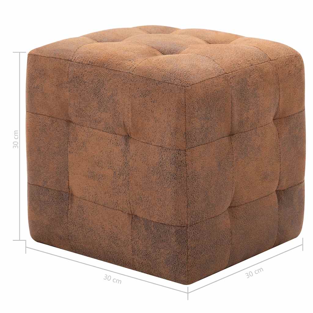 2 pcs Poufs Marron 30 x 30 x 30 cm Similicuir daim - XIOS