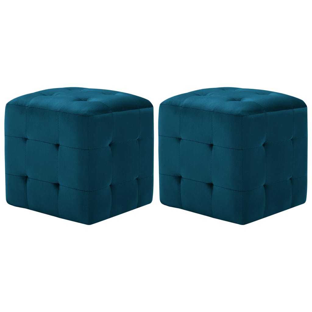 2 pcs Poufs Bleu 30 x 30 x 30 cm Tissu velours - XIOS