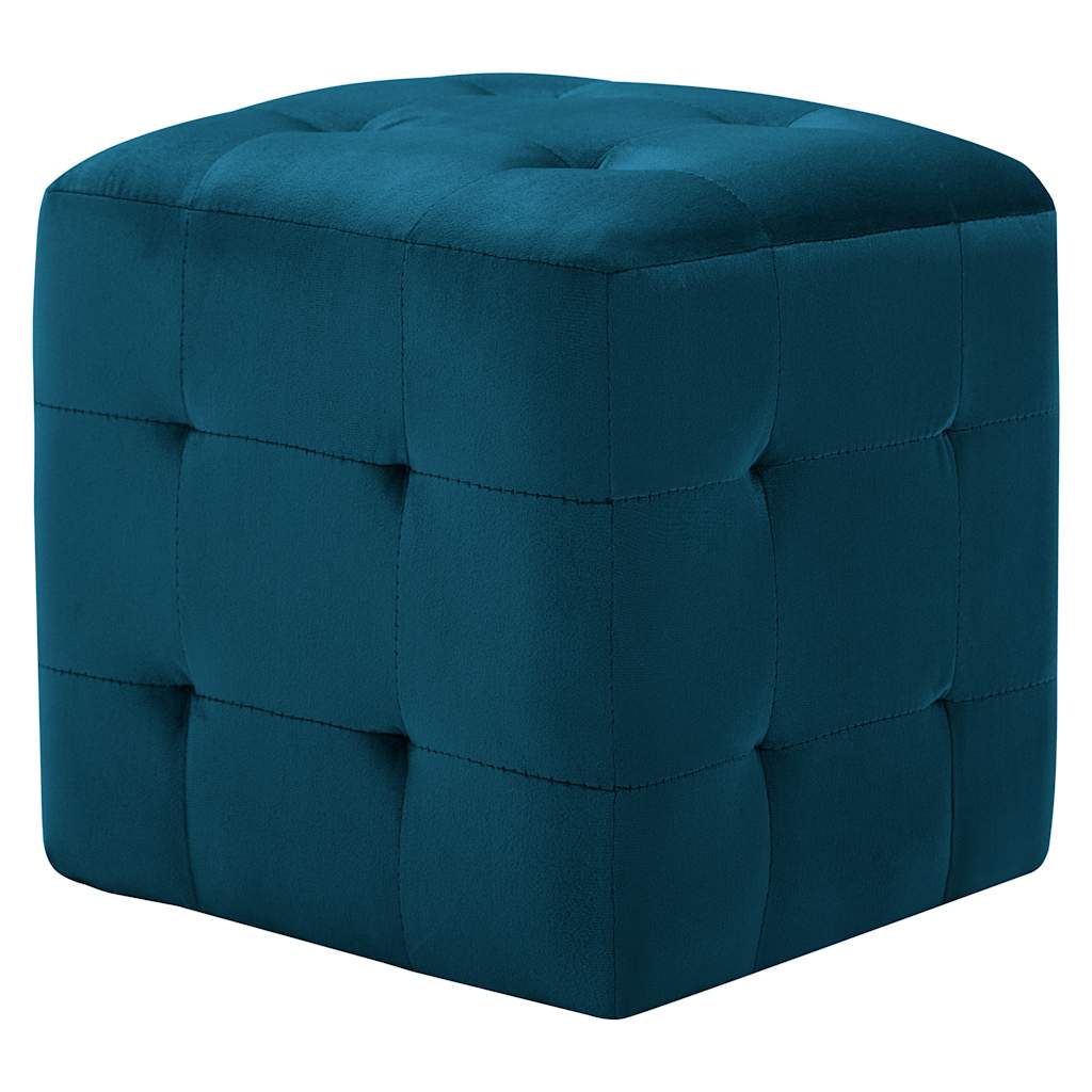 2 pcs Poufs Bleu 30 x 30 x 30 cm Tissu velours - XIOS