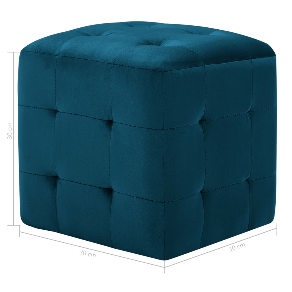 2 pcs Poufs Bleu 30 x 30 x 30 cm Tissu velours - XIOS