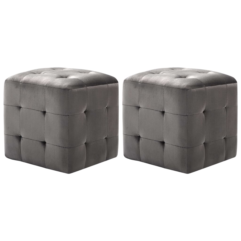 2 pcs Poufs Gris 30 x 30 x 30 cm Tissu velours - XIOS
