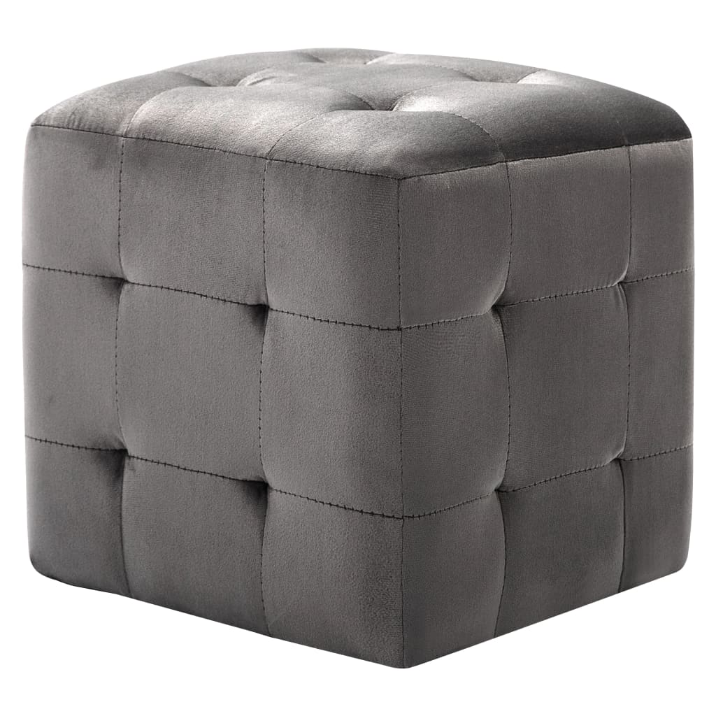 2 pcs Poufs Gris 30 x 30 x 30 cm Tissu velours - XIOS