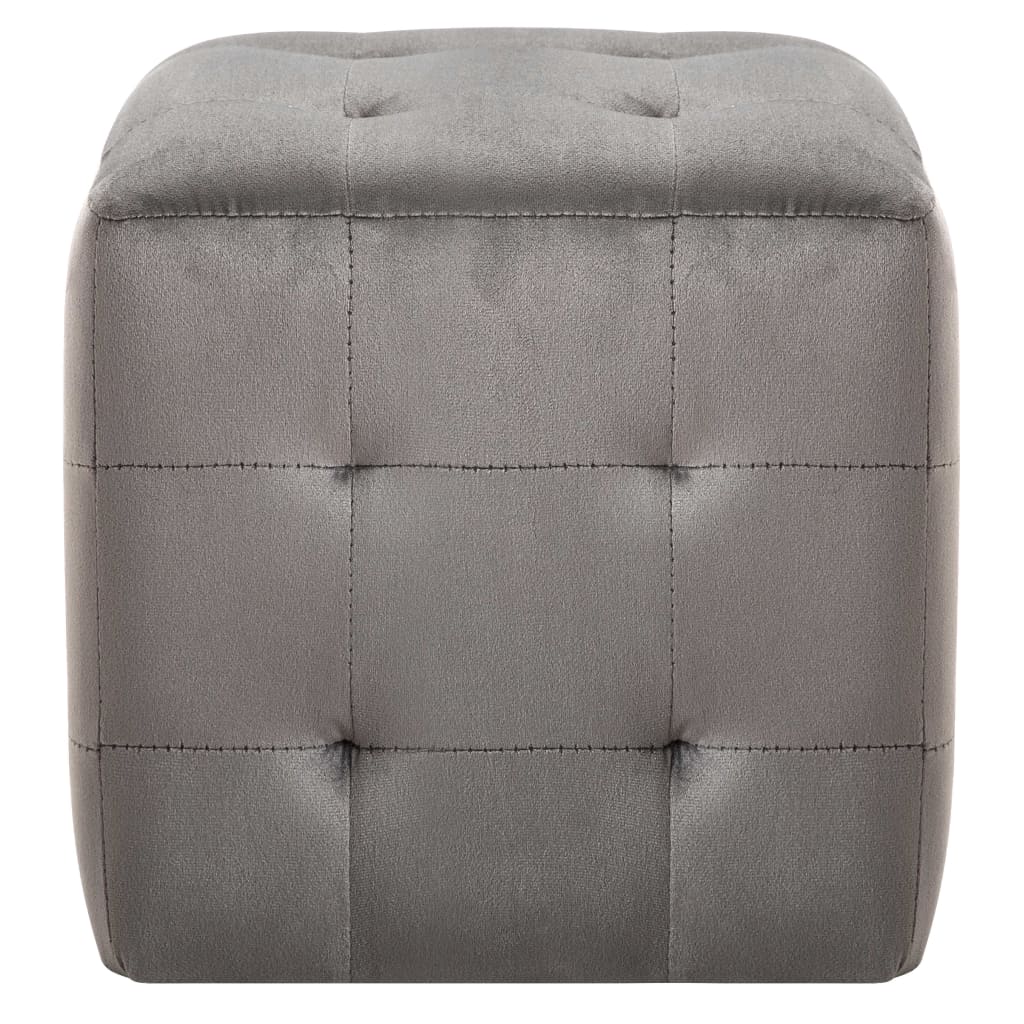 2 pcs Poufs Gris 30 x 30 x 30 cm Tissu velours - XIOS