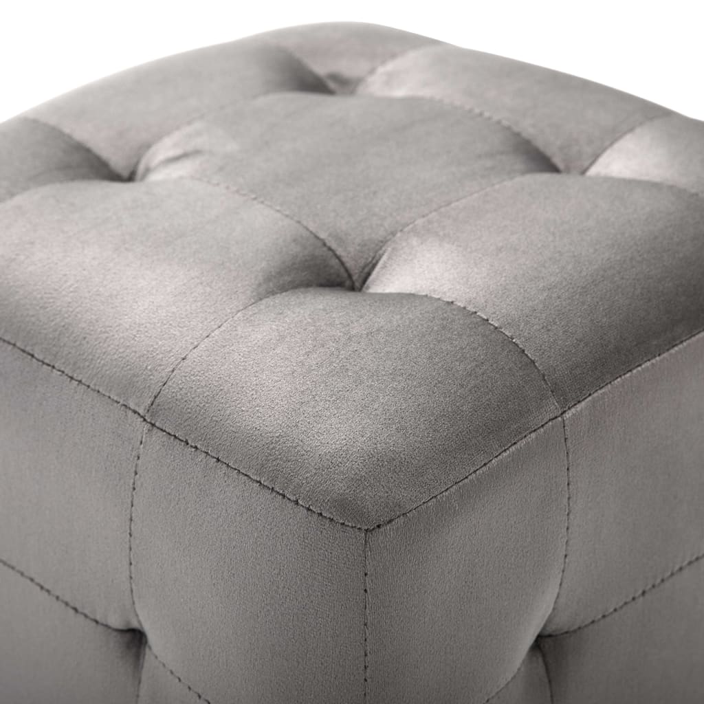 2 pcs Poufs Gris 30 x 30 x 30 cm Tissu velours - XIOS