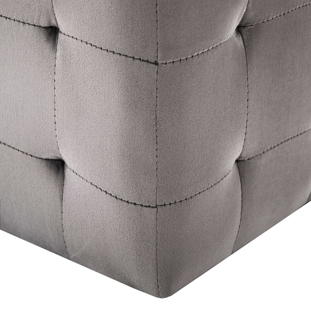 2 pcs Poufs Gris 30 x 30 x 30 cm Tissu velours - XIOS