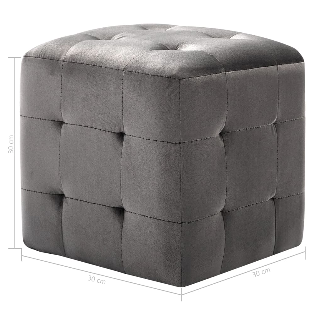 2 pcs Poufs Gris 30 x 30 x 30 cm Tissu velours - XIOS