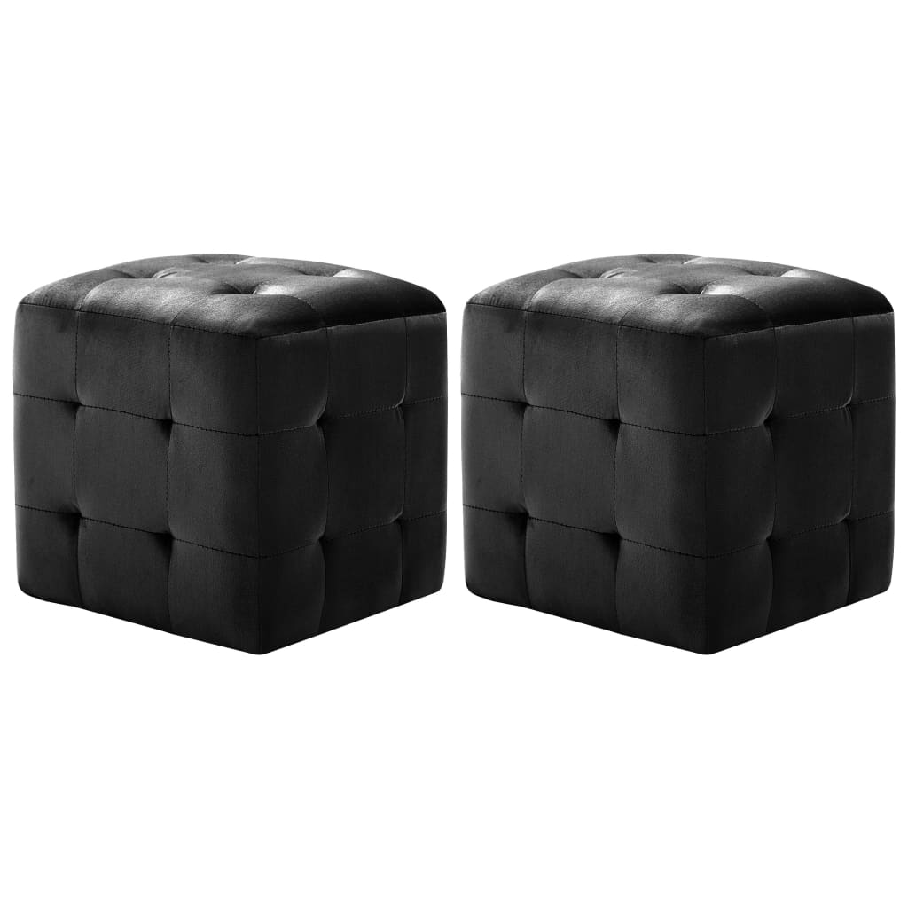 2 pcs Poufs Noir 30 x 30 x 30 cm Tissu velours - XIOS