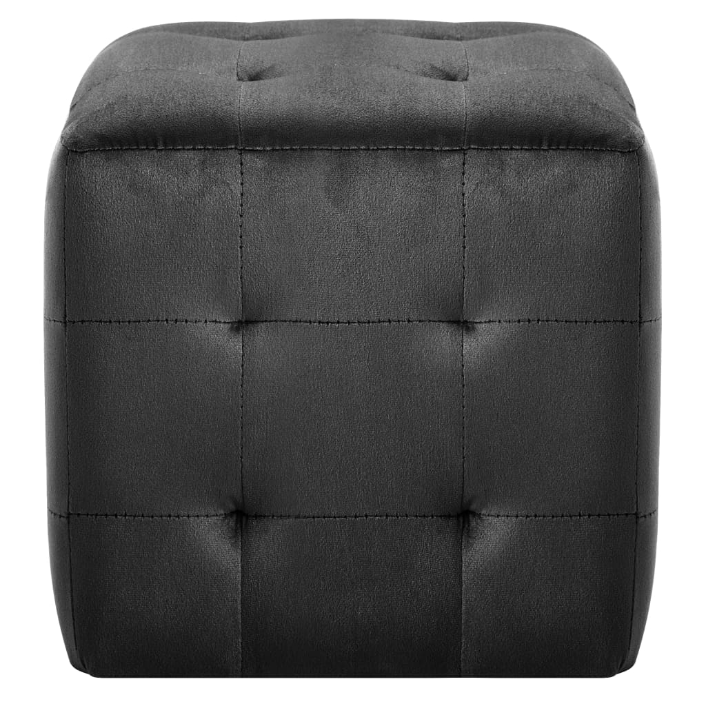 2 pcs Poufs Noir 30 x 30 x 30 cm Tissu velours - XIOS