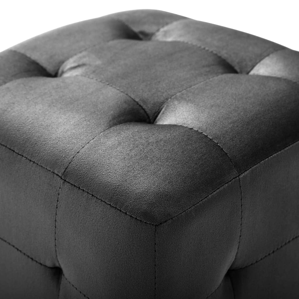 2 pcs Poufs Noir 30 x 30 x 30 cm Tissu velours - XIOS