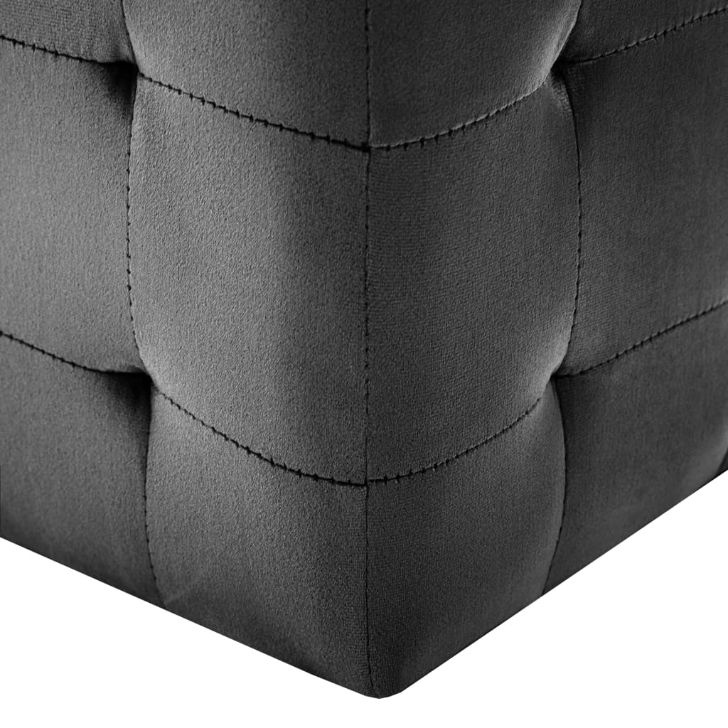 2 pcs Poufs Noir 30 x 30 x 30 cm Tissu velours - XIOS