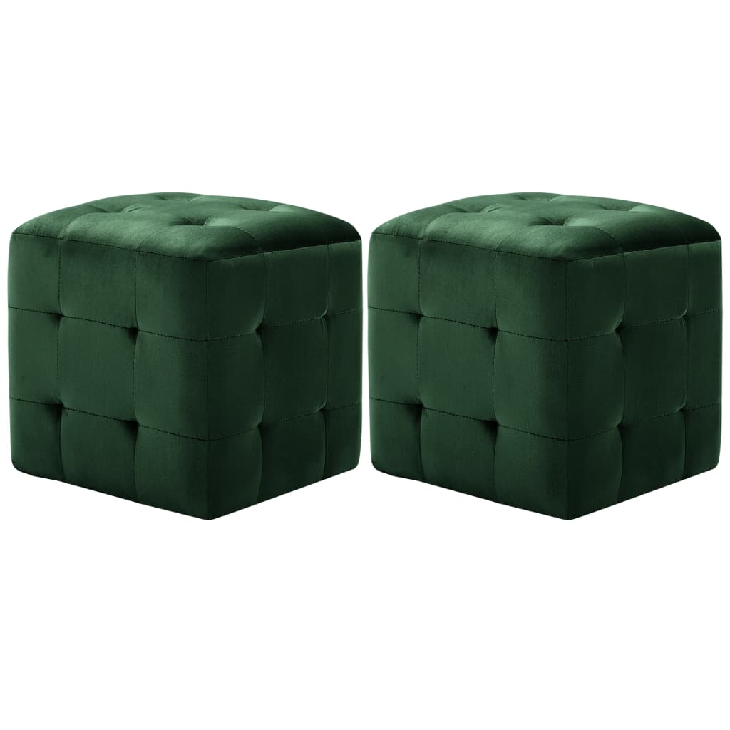 2 pcs Poufs Vert 30 x 30 x 30 cm Tissu velours - XIOS